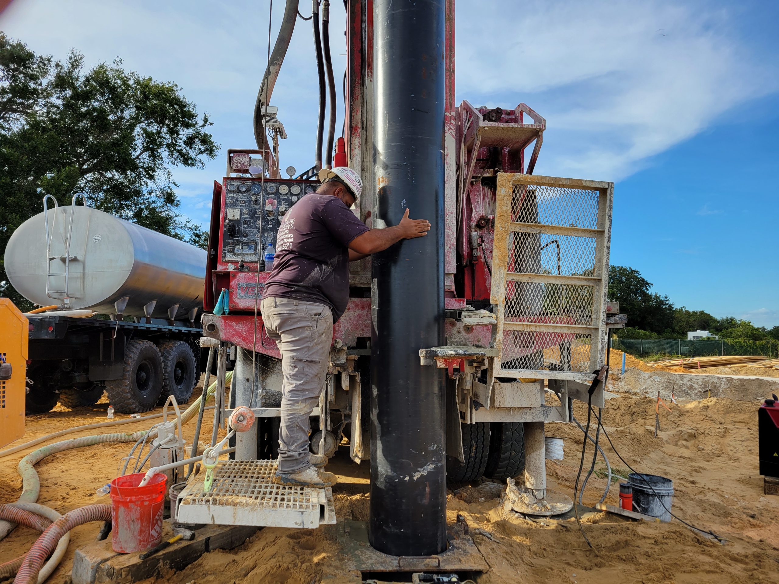 A domestic water well pump system serving a Brooksville home during summer